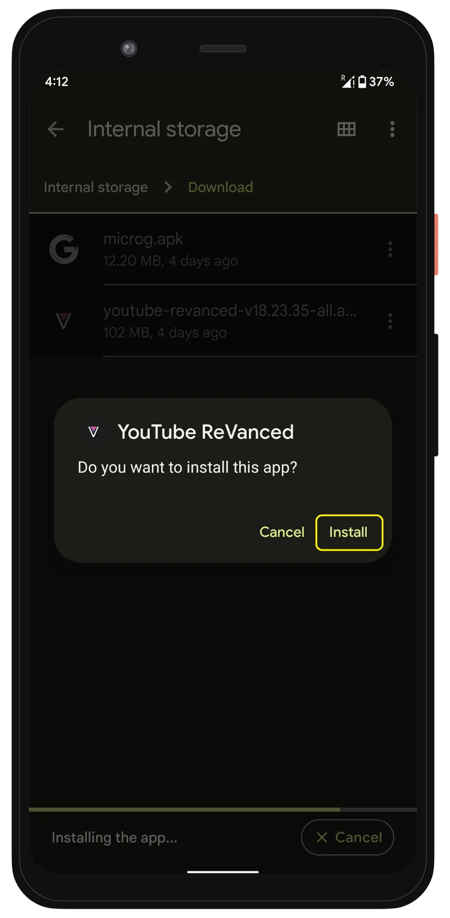 Install YouTube ReVanced S5